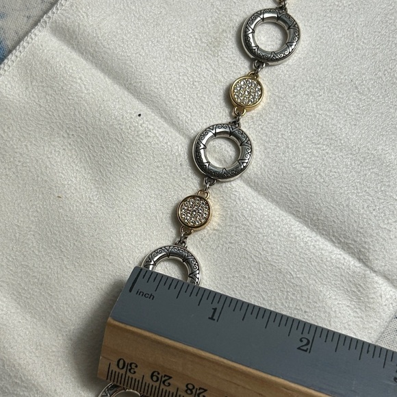 Brighton Sun Drops Bracelet Two-tone Crystals Silver Plated Retired Etched 8" - Picture 10 of 10